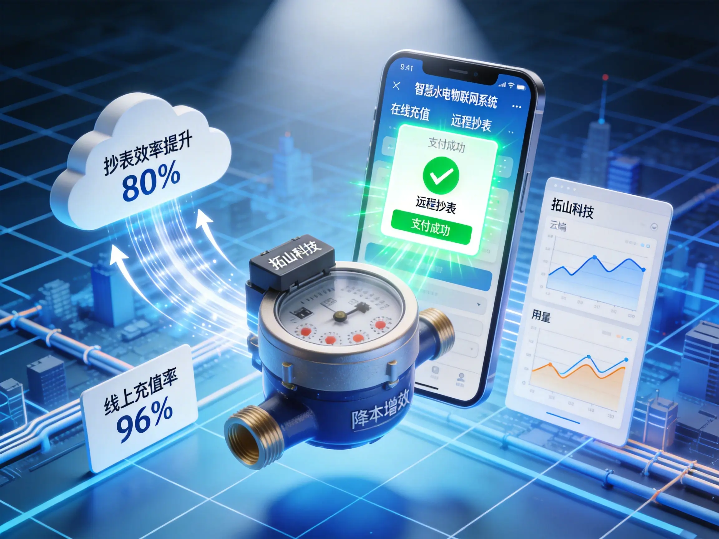智慧水电物联网系统如何实现远程抄表与在线充值？拓山科技 11 年方案解析